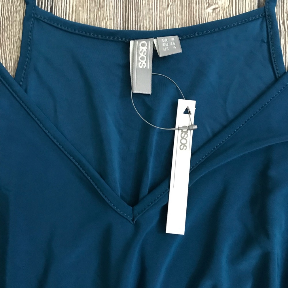 ASOS Teal Blue Cut-out Shorts Romper 4 S NWT - Picture 7 of 8